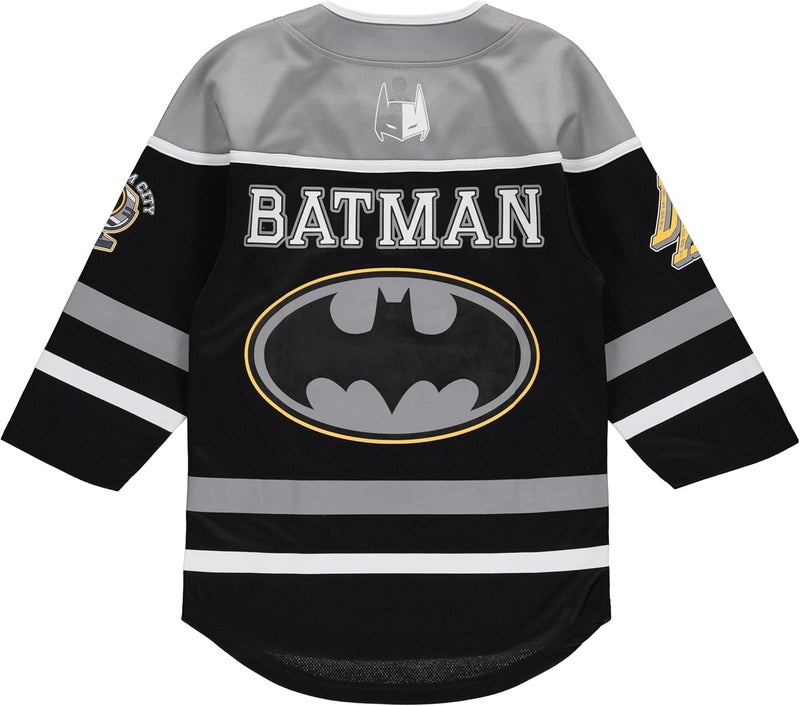 DC Comics Batman Boys 4-20 Long Sleeve Hockey Jersey Black/Grey - Image 3